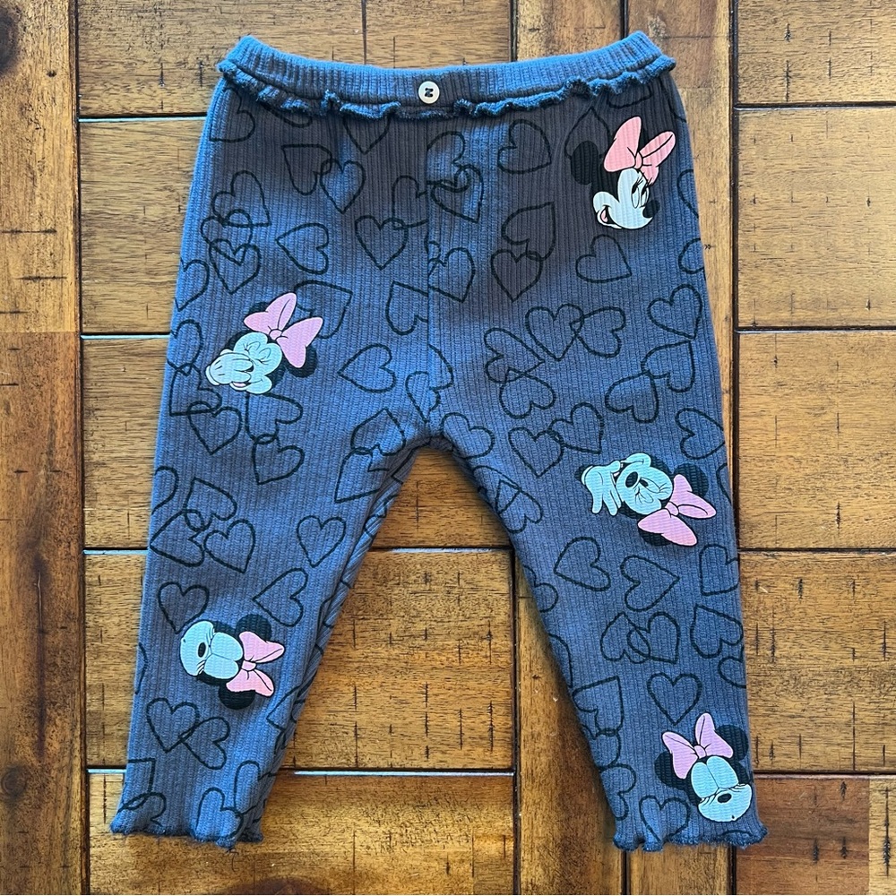 6-9M Baby Girl Zara Disney Minnie Mouse Gray Leggings Pants Bottoms